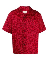 Мужская красная рубашка с коротким рукавом с принтом от Marni