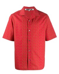 Мужская красная рубашка с коротким рукавом с принтом от McQ Swallow