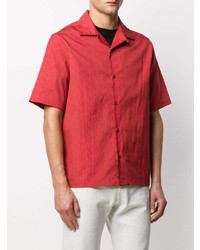 Мужская красная рубашка с коротким рукавом с принтом от McQ Swallow