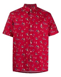 Мужская красная рубашка с коротким рукавом с принтом от Polo Ralph Lauren
