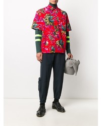 Мужская красная рубашка с коротким рукавом с принтом от MSGM