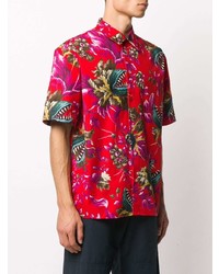 Мужская красная рубашка с коротким рукавом с принтом от MSGM