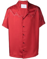 Красная рубашка с коротким рукавом с украшением