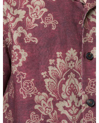 Мужская красная рубашка с коротким рукавом с цветочным принтом от Loewe