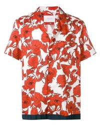 Мужская красная рубашка с коротким рукавом с цветочным принтом от Low Brand