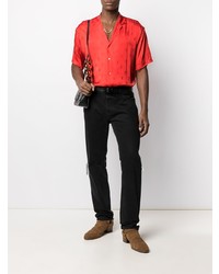 Мужская красная рубашка с коротким рукавом со звездами от Laneus