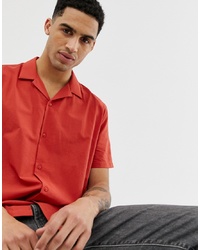 Мужская красная рубашка с коротким рукавом от ASOS DESIGN