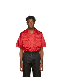 Мужская красная рубашка с коротким рукавом от Prada