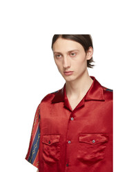 Мужская красная рубашка с коротким рукавом от Gucci