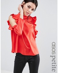 Красная сатиновая блузка с рюшами от Asos