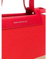 Красная соломенная большая сумка от Elena Ghisellini