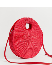 Красная соломенная сумка через плечо от South Beach