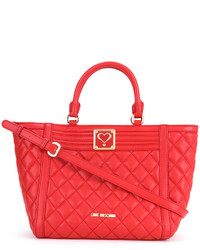 Красная стеганая большая сумка от Love Moschino