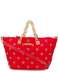 Красная стеганая большая сумка от Moschino