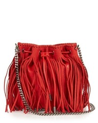 Красная сумка-мешок c бахромой