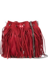 Красная сумка-мешок c бахромой от Stella McCartney