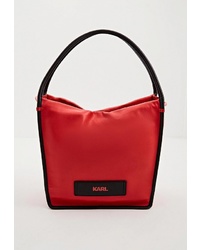 Красная сумка-мешок из плотной ткани от Karl Lagerfeld