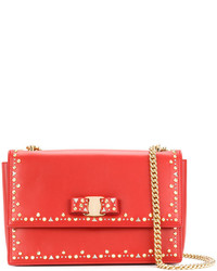 Женская красная сумка с украшением от Salvatore Ferragamo
