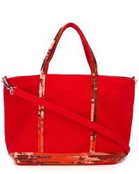 Красная сумка через плечо с украшением
