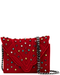 Красная сумка через плечо с шипами от Elena Ghisellini