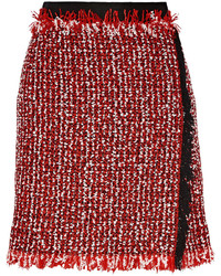 Красная твидовая мини-юбка