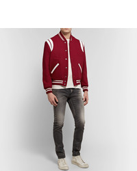 Мужская красная университетская куртка от Saint Laurent