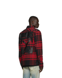 Мужская красная фланелевая куртка-рубашка в шотландскую клетку от Off-White