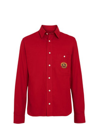 Мужская красная фланелевая рубашка с длинным рукавом от Burberry