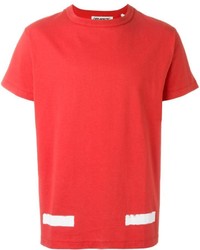 Мужская красная футболка в горизонтальную полоску от Off-White