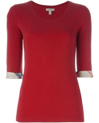 Женская красная футболка в шотландскую клетку от Burberry