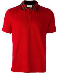 Мужская красная футболка-поло в горизонтальную полоску от Gucci