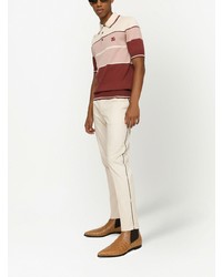 Мужская красная футболка-поло в горизонтальную полоску от Dolce & Gabbana