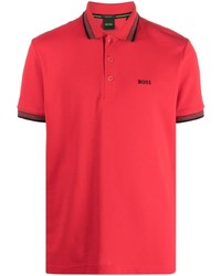 Мужская красная футболка-поло с вышивкой от BOSS
