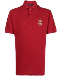 Мужская красная футболка-поло с вышивкой от Dolce & Gabbana