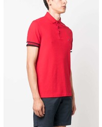 Мужская красная футболка-поло с вышивкой от Tommy Hilfiger
