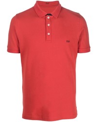 Мужская красная футболка-поло с вышивкой от Fay