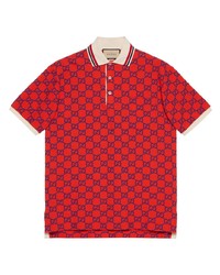 Мужская красная футболка-поло с вышивкой от Gucci