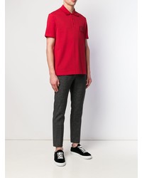 Мужская красная футболка-поло с вышивкой от Versace