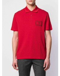 Мужская красная футболка-поло с вышивкой от Versace