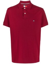 Мужская красная футболка-поло с вышивкой от Tommy Hilfiger