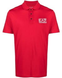 Мужская красная футболка-поло с принтом от Ea7 Emporio Armani