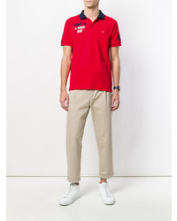 Мужская красная футболка-поло с принтом от Sun 68