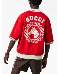 Мужская красная футболка-поло с принтом от Gucci