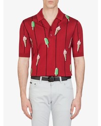 Мужская красная футболка-поло с принтом от Dolce & Gabbana