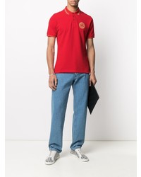 Мужская красная футболка-поло с принтом от VERSACE JEANS COUTURE