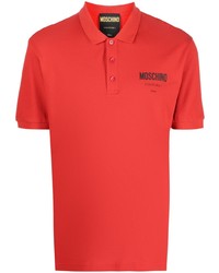 Мужская красная футболка-поло с принтом от Moschino