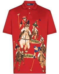 Мужская красная футболка-поло с принтом от Polo Ralph Lauren