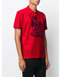 Мужская красная футболка-поло с принтом от Alexander McQueen