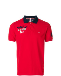 Мужская красная футболка-поло с принтом от Sun 68