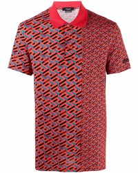 Мужская красная футболка-поло с принтом от Versace